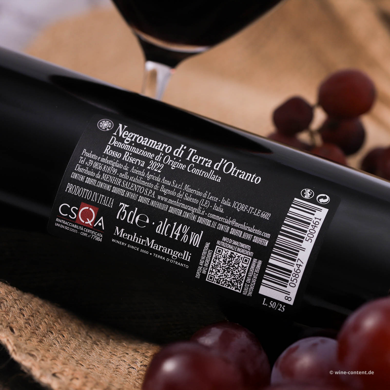 Negroamaro Terra d'Otranto Riserva 2022 Filo