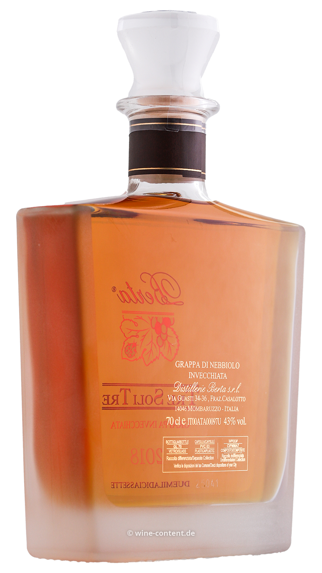 Grappa di Nebbiolo Invecchiata 2018 Tre Soli Tre
