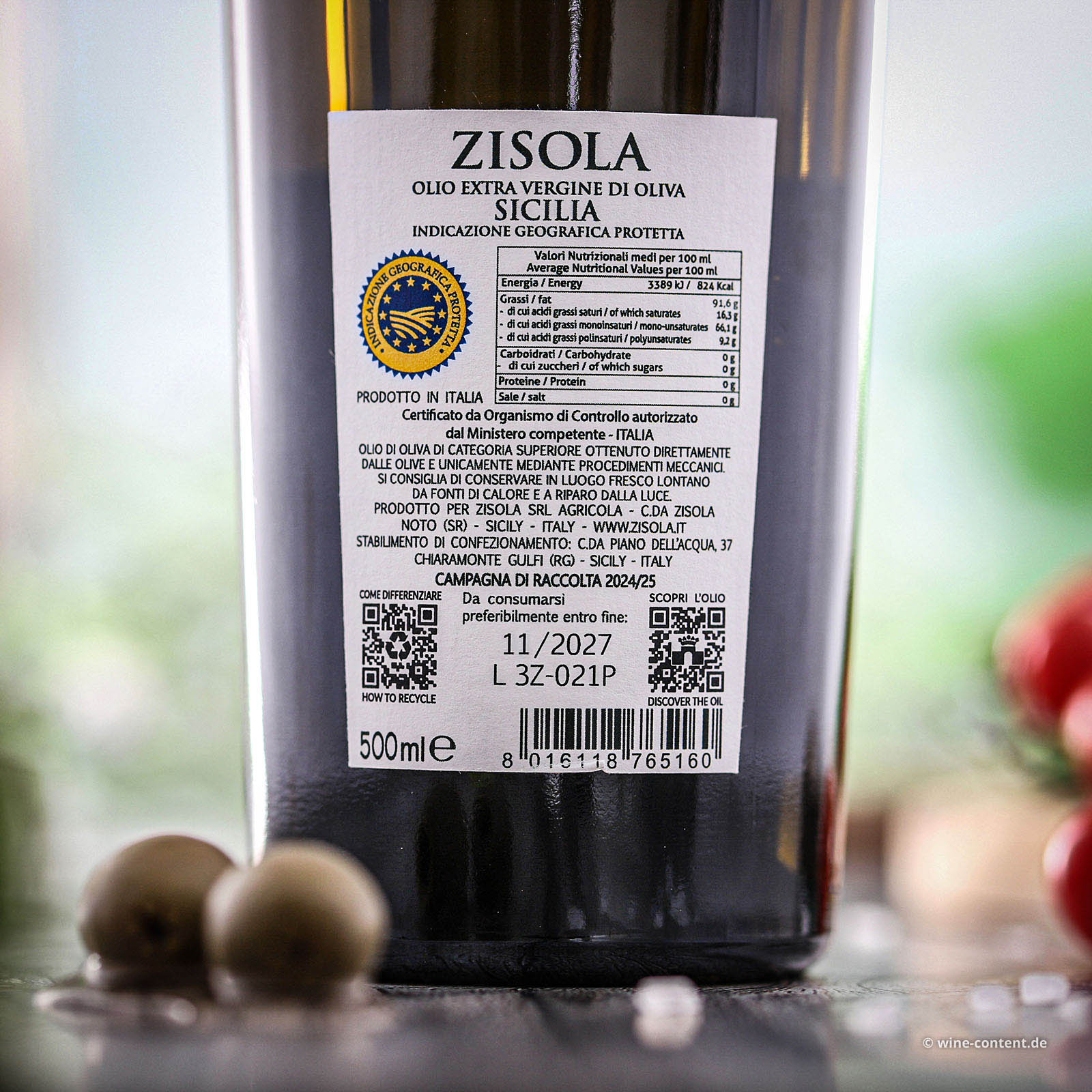 0,5 L Olivenöl Extra Vergine Sicilia 2025 Zisola