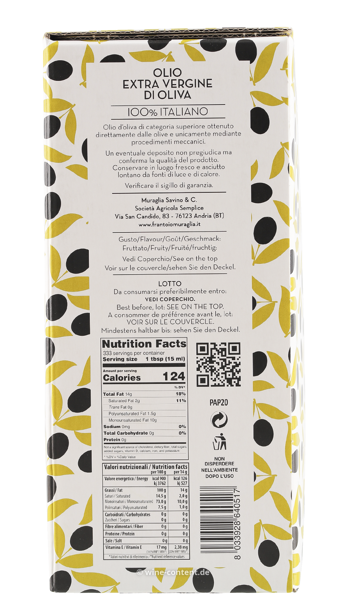 Vorbestellung: 3 L Olivenöl Extra Vergine 2025 Fruttato Intenso Bag in Box