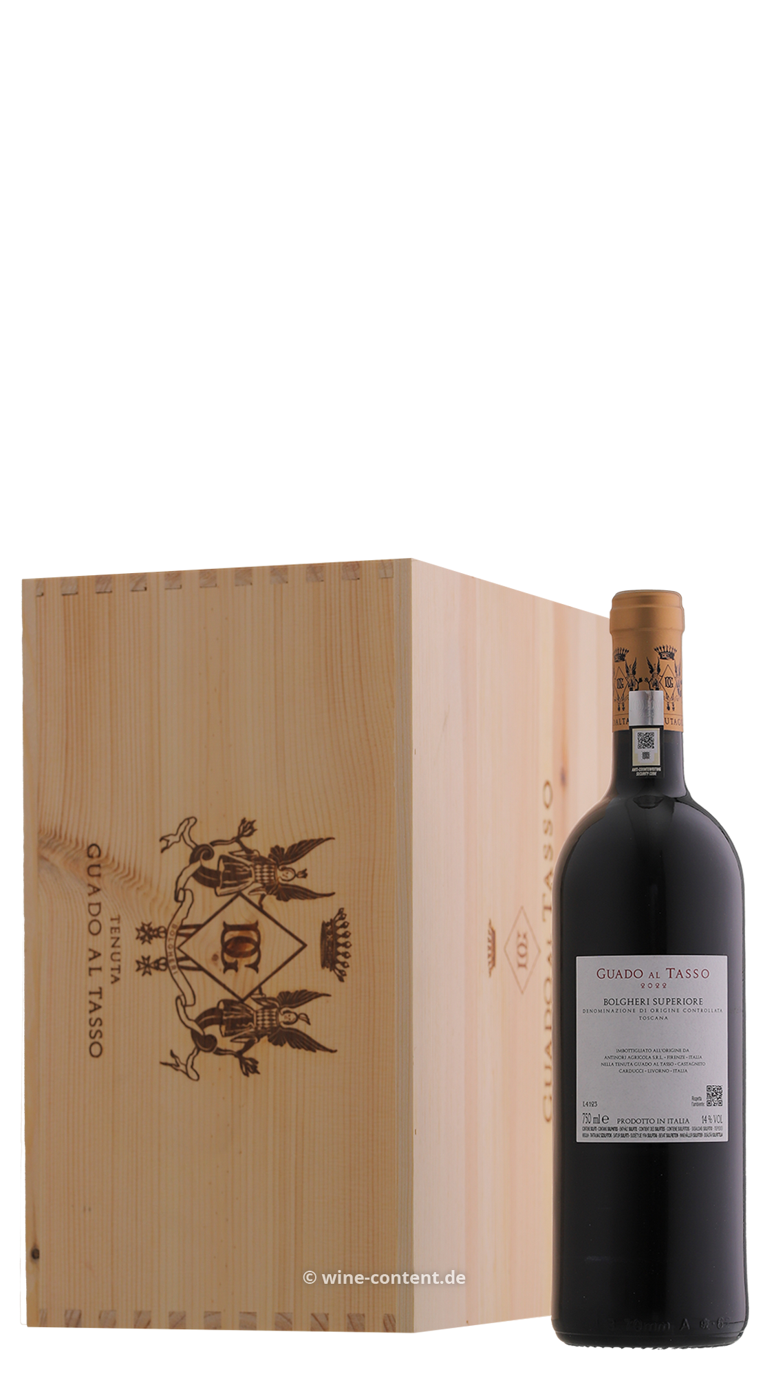6er-Holzkiste Bolgheri Rosso Superiore 2022 Guado al Tasso