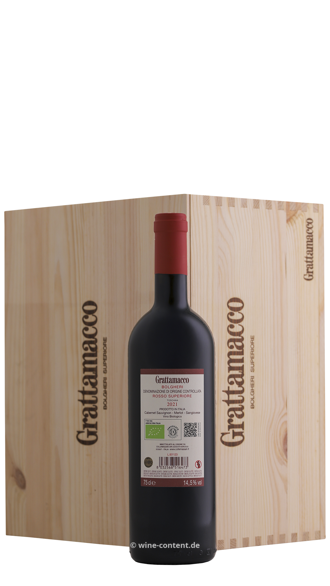 6er-Holzkiste Bolgheri Rosso Superiore 2021 Bio