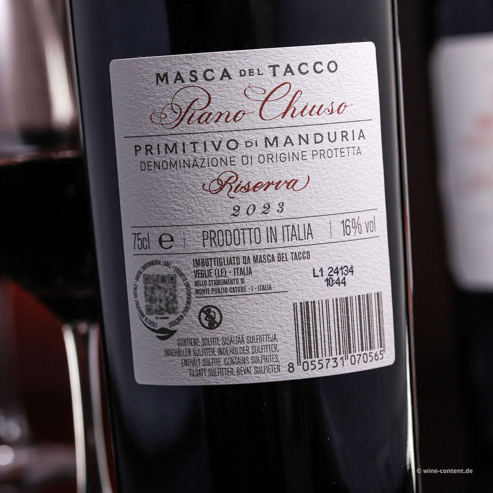 Primitivo di Manduria Riserva 2023 Piano Chiuso