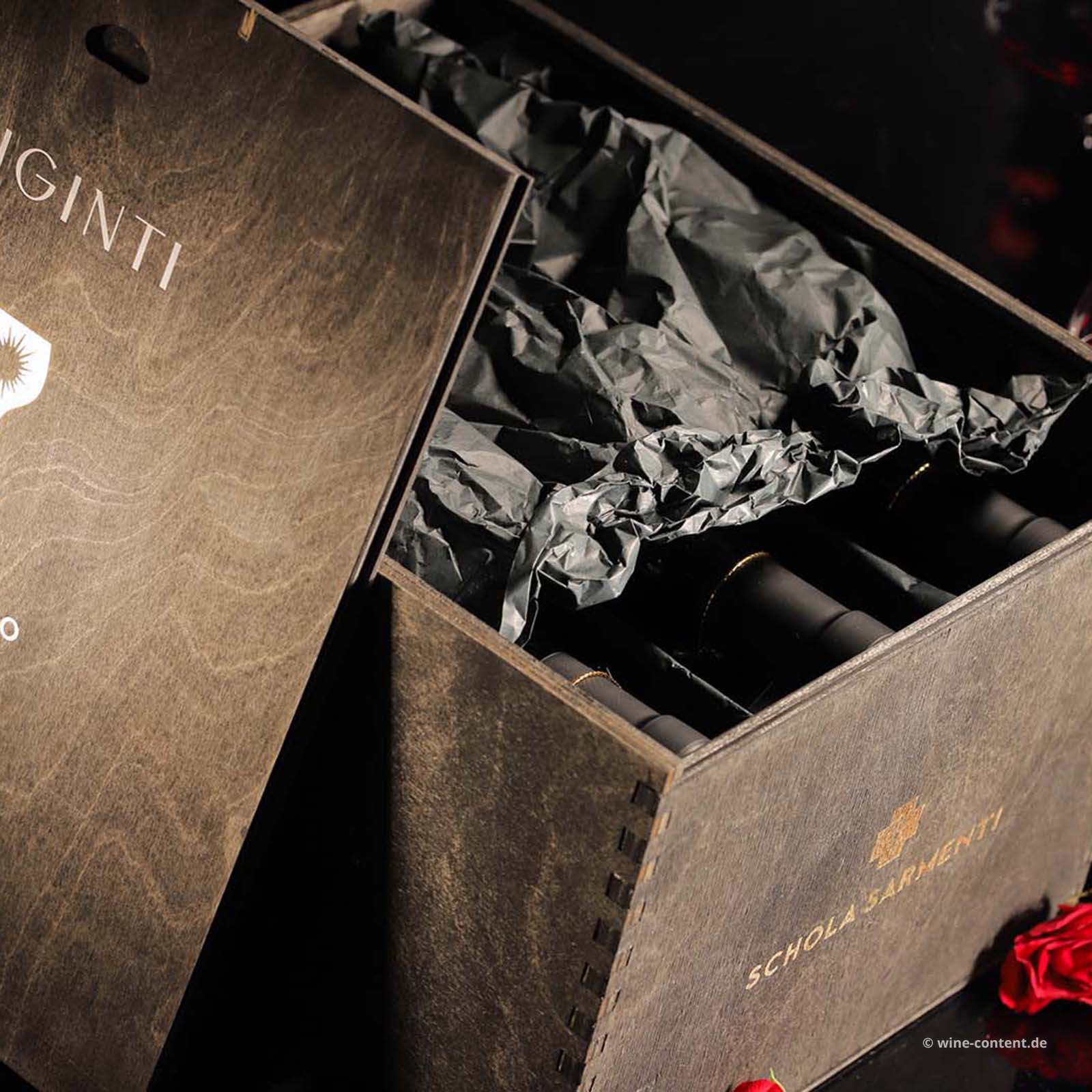 6er-Holzkiste Negroamaro Salento Appassite 2019 Viginti