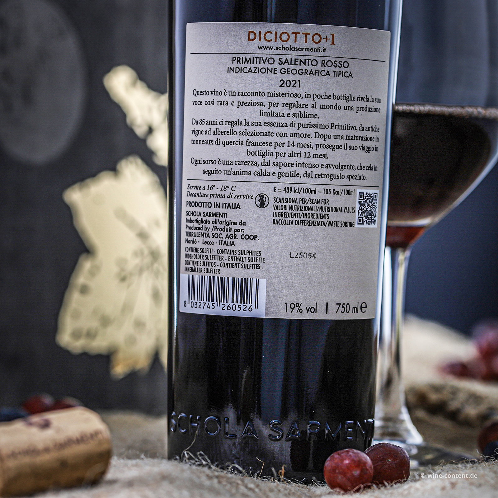 6er-Holzkiste Primitivo Salento 2021 Diciotto +1