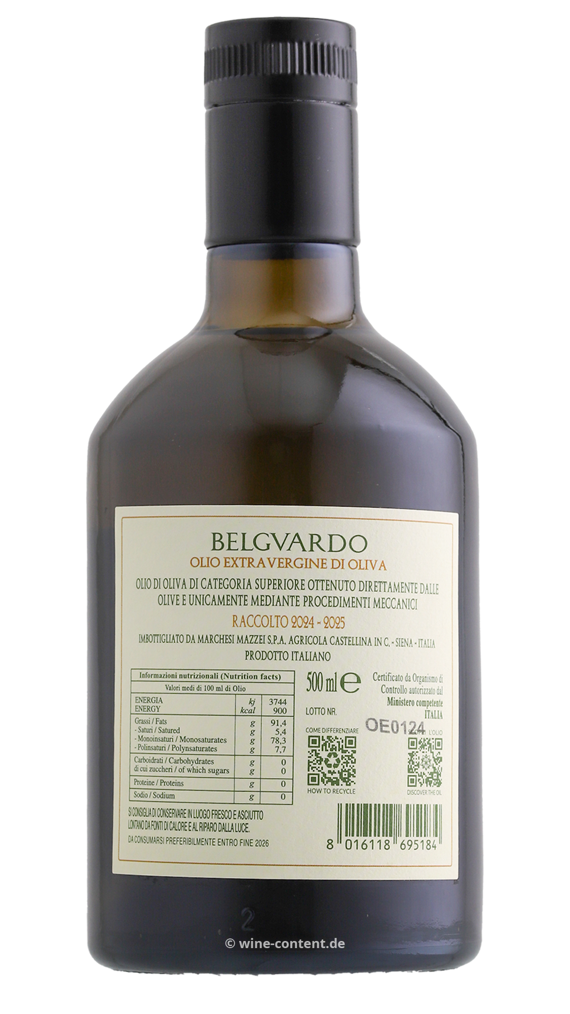 0,5 L Olivenöl Extra Vergine 2024 Belguardo