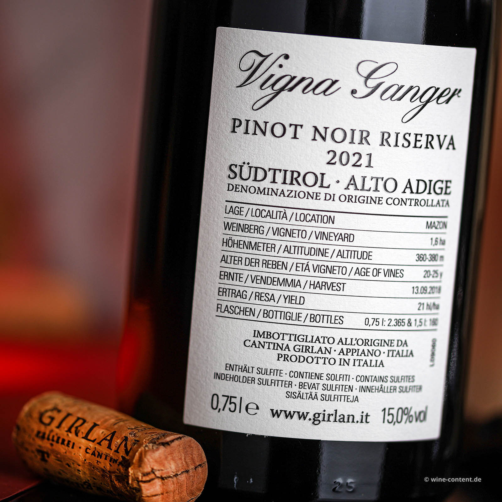 Pinot Noir Riserva 2021 Vigna Ganger