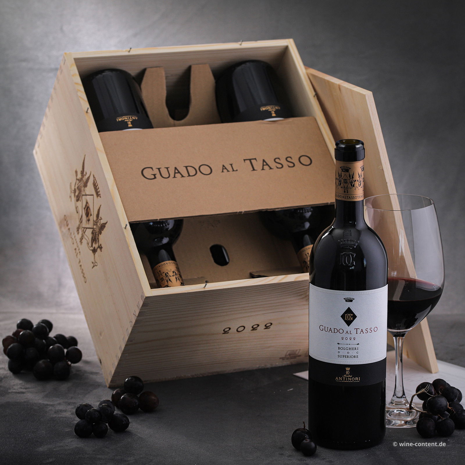 6er-Holzkiste Bolgheri Rosso Superiore 2022 Guado al Tasso