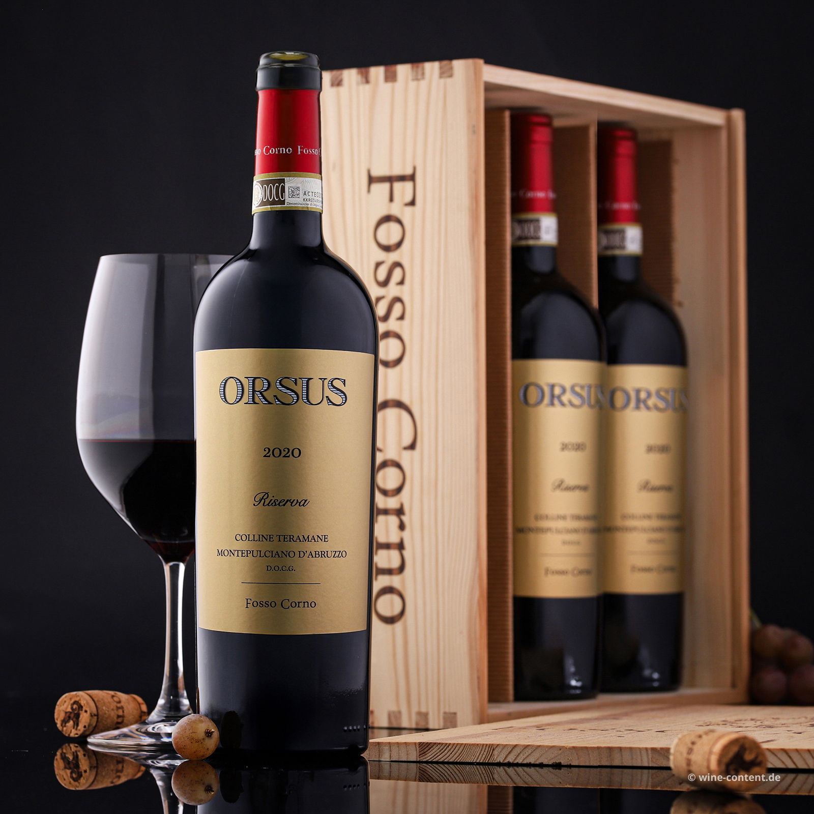 3er-Holzkiste Montepulciano d'Abruzzo Riserva 2020 Orsus Gold