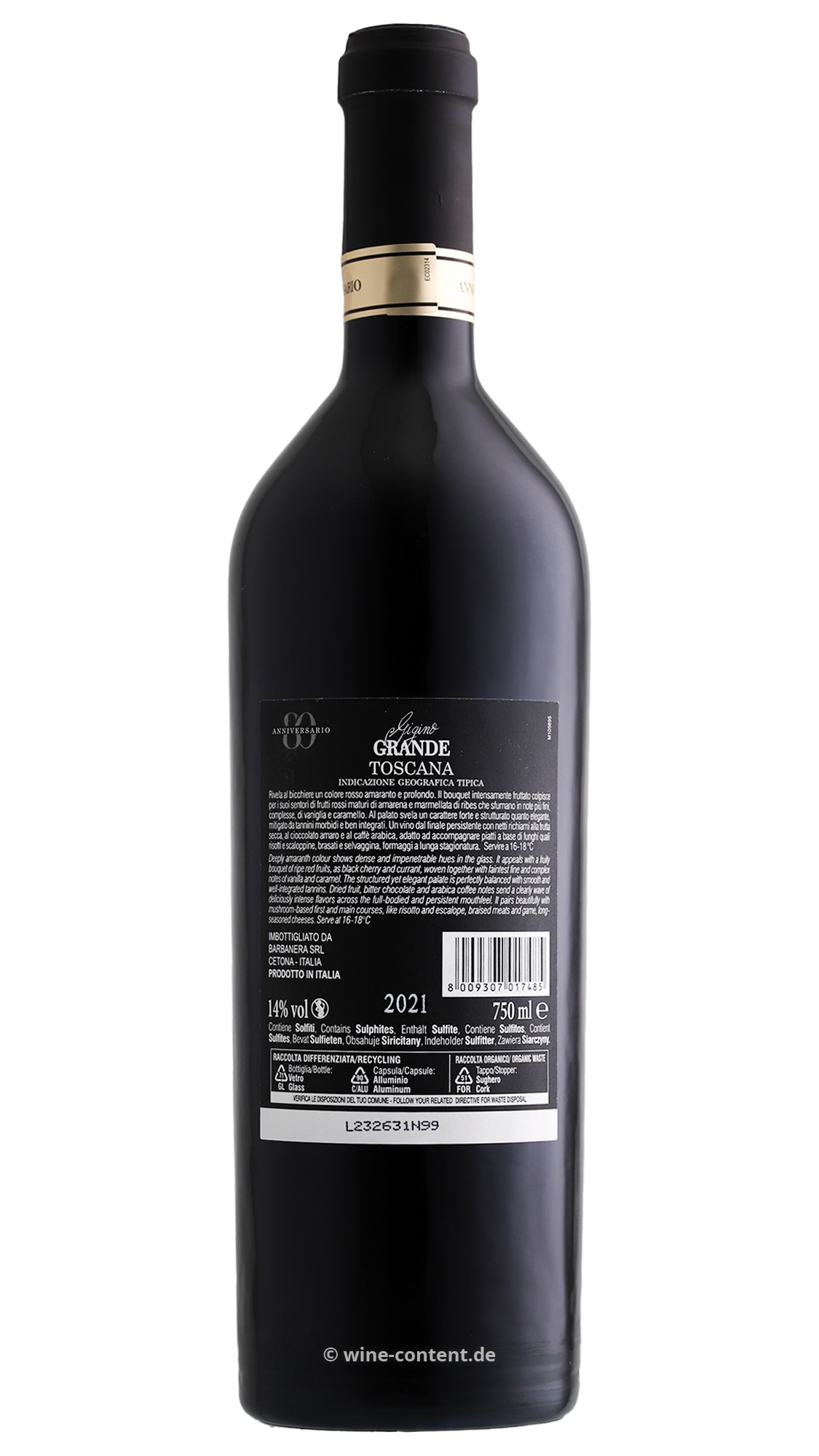 Gigino Grande Rosso 2021 Anniversario 80