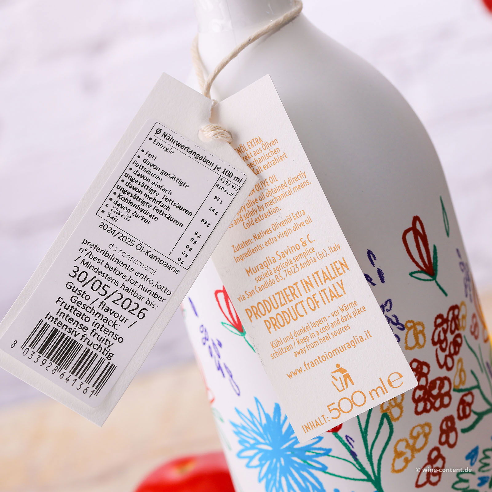 0,5 L Olivenöl Extra Vergine 2024 Fruttato Intenso Coolors Fiorato