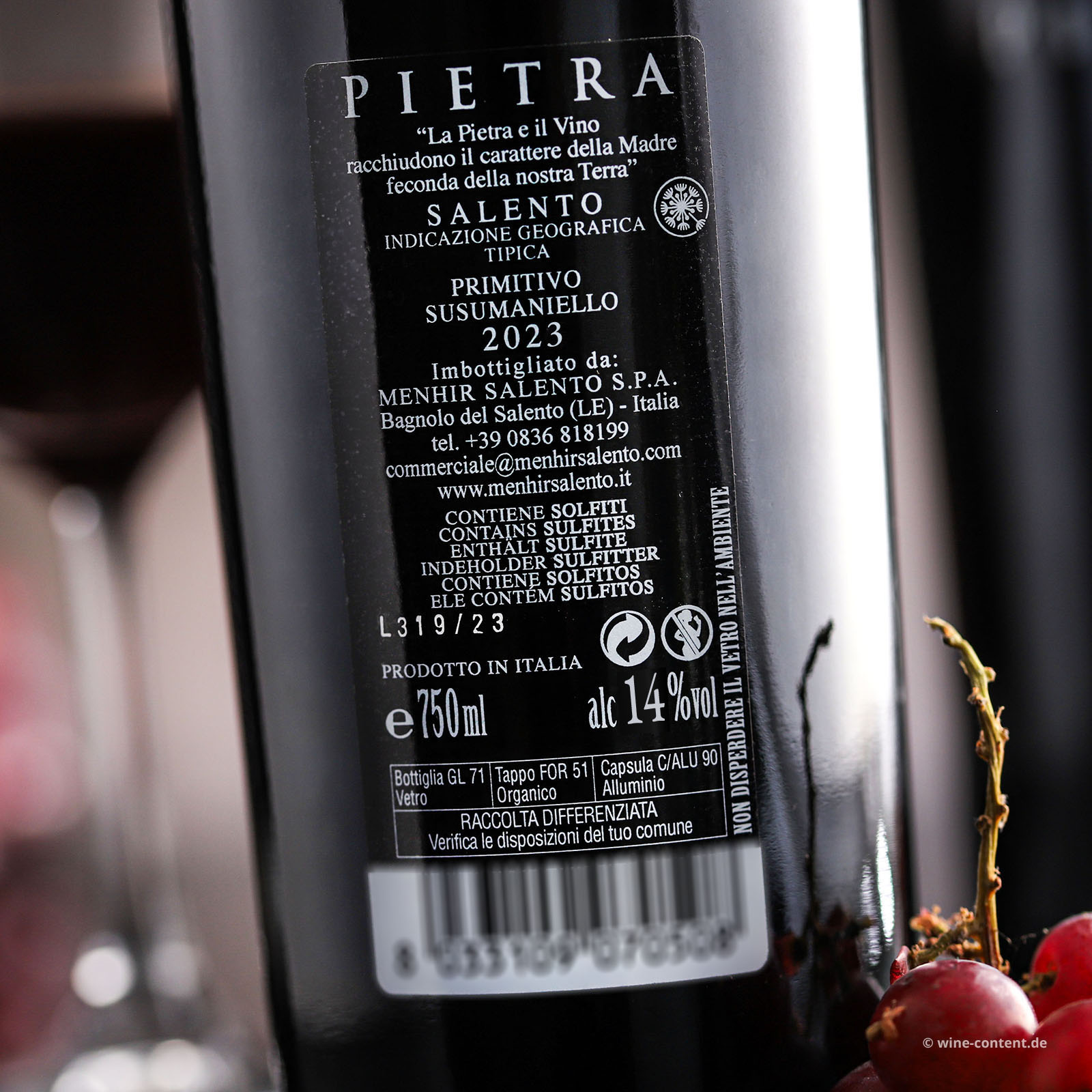 Primitivo & Susumaniello Salento 2023 Pietra