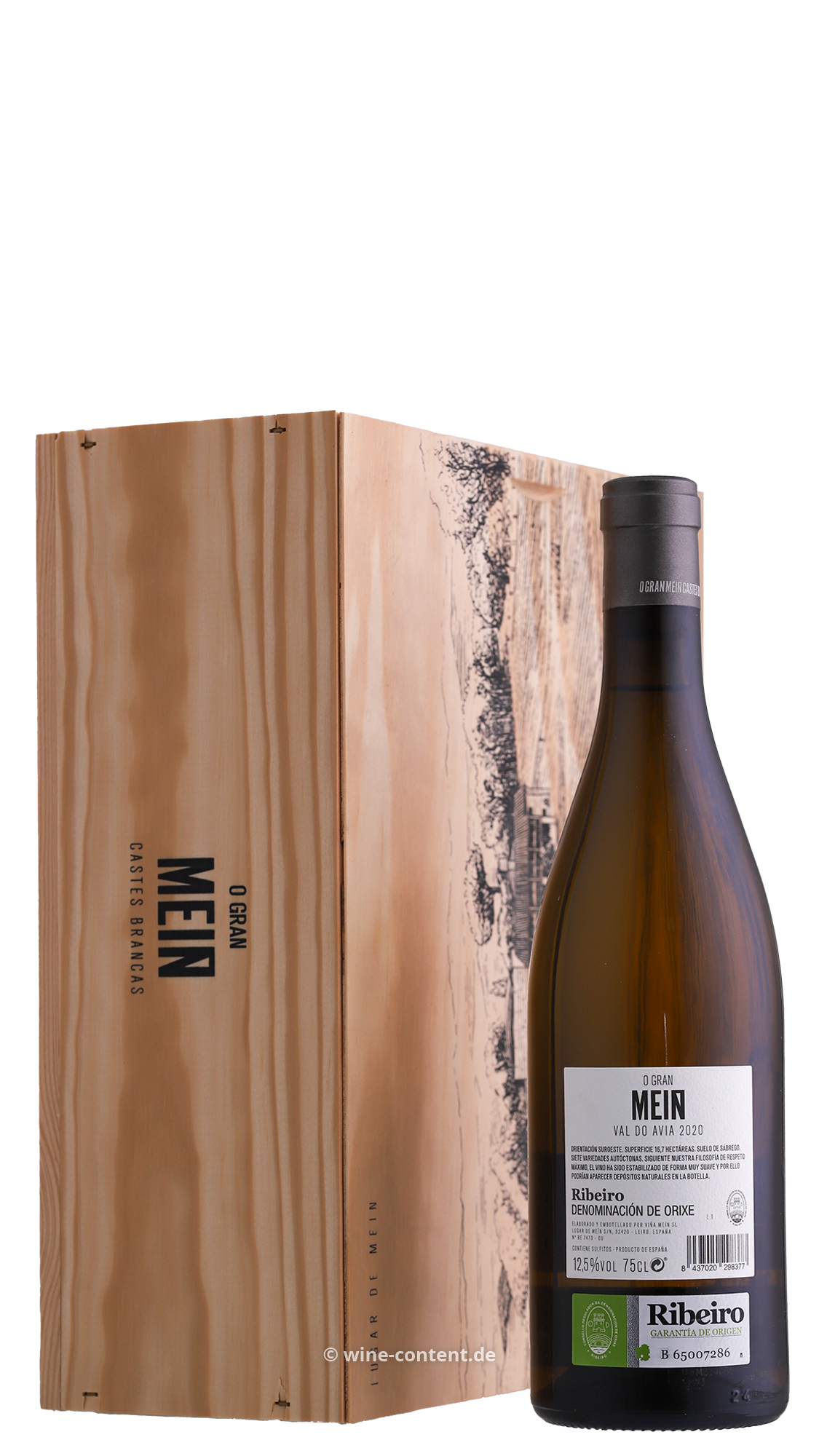 6er-Holzkiste Ribeiro Blanco 2020 O Gran Meín