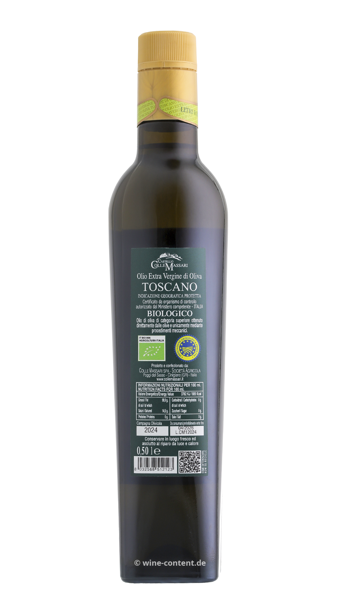 0,5 L Olivenöl Extra Vergine Toscano 2024 Bio