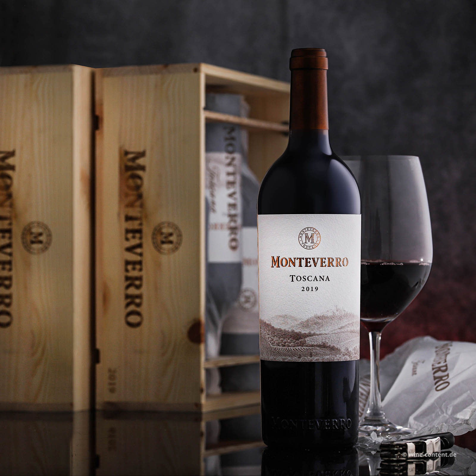 3er-Holzkiste Monteverro 2019 Bio