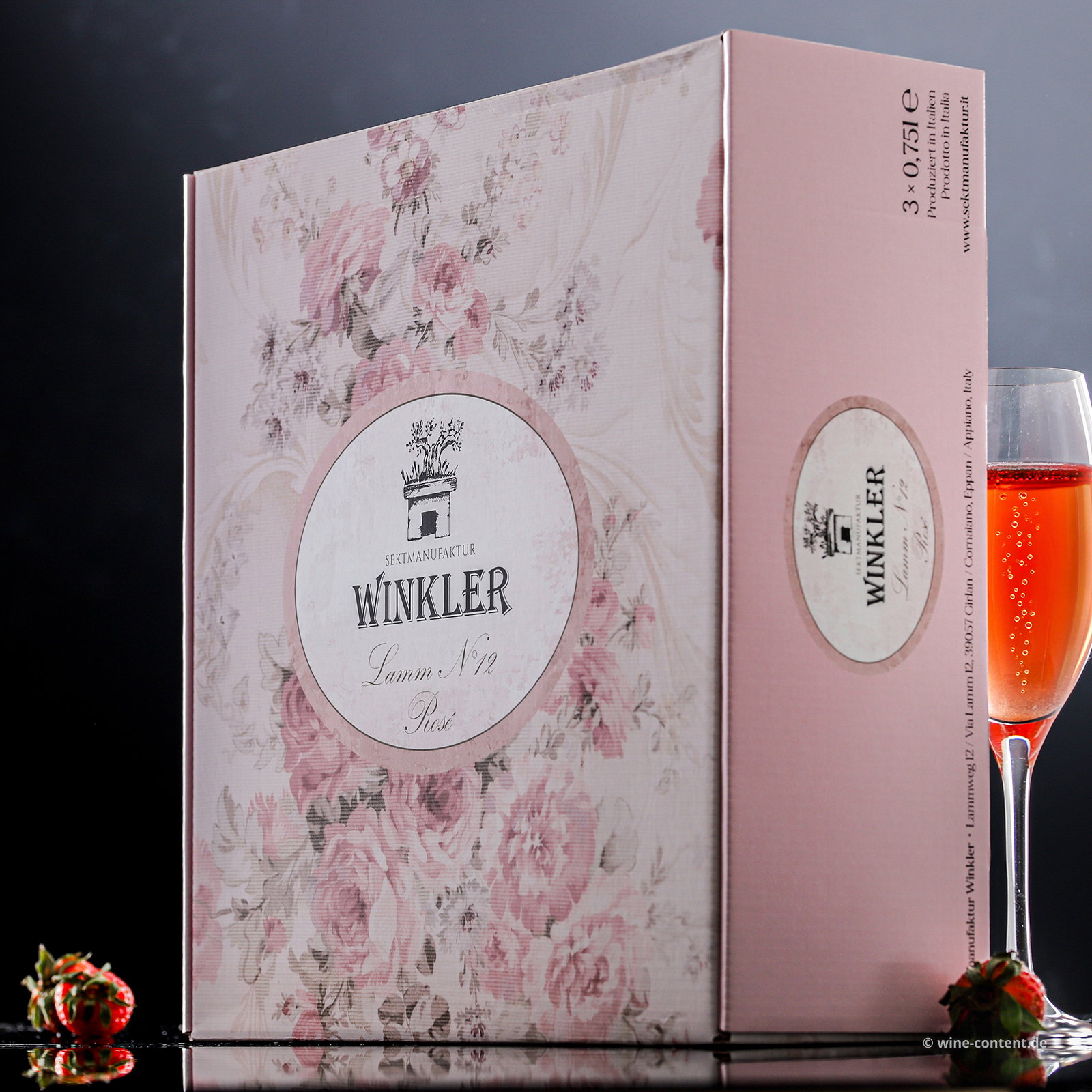 3x Spumante Lamm Rosé N°12 Extra Brut in Geschenkverpackung