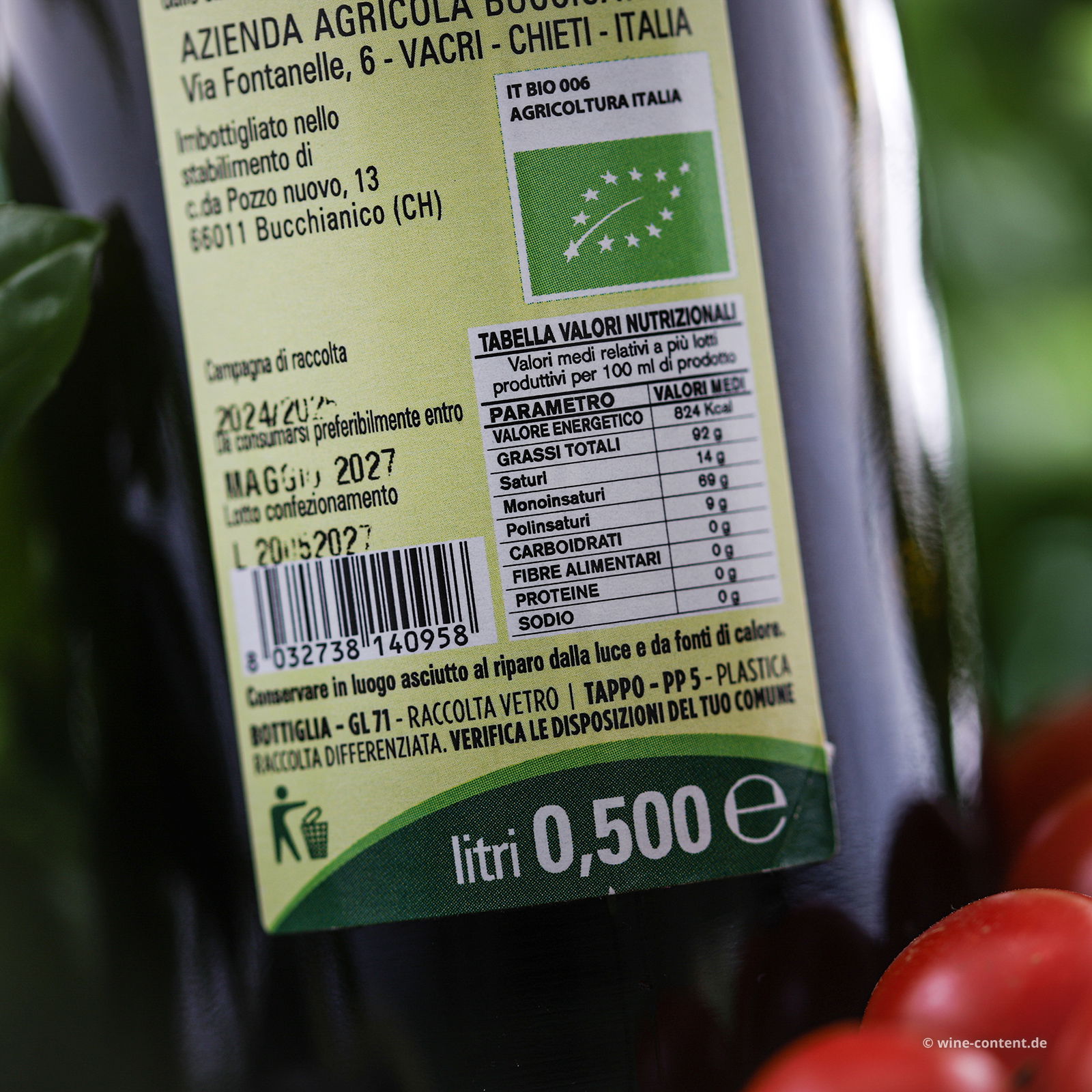 0,5 L Olivenöl Extra Vergine 2024 Bio