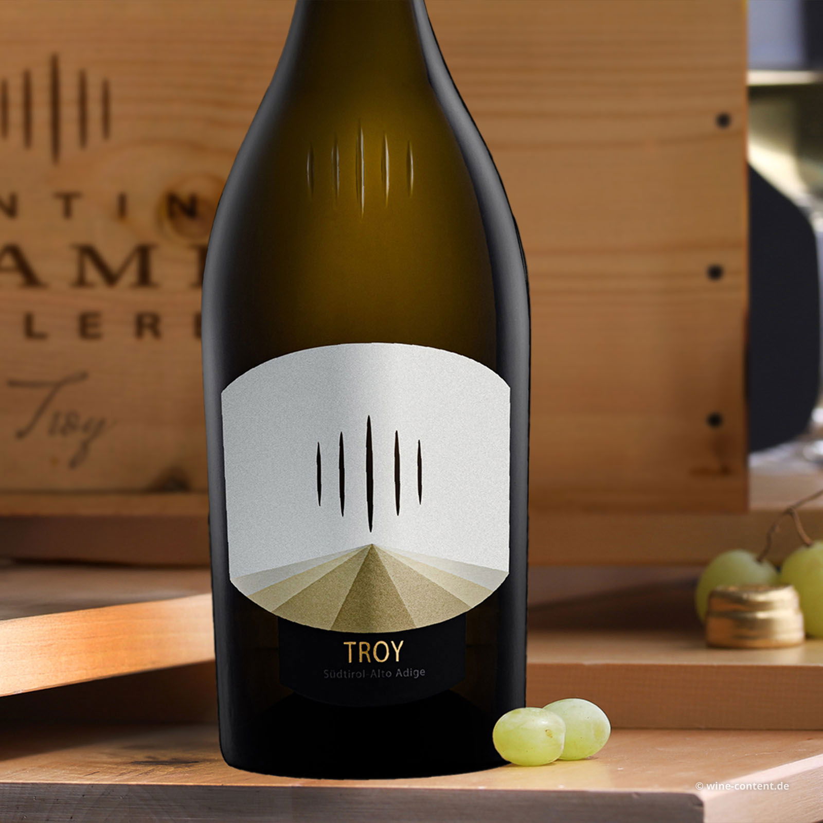 6er-Holzkiste Chardonnay Riserva 2021 Troy