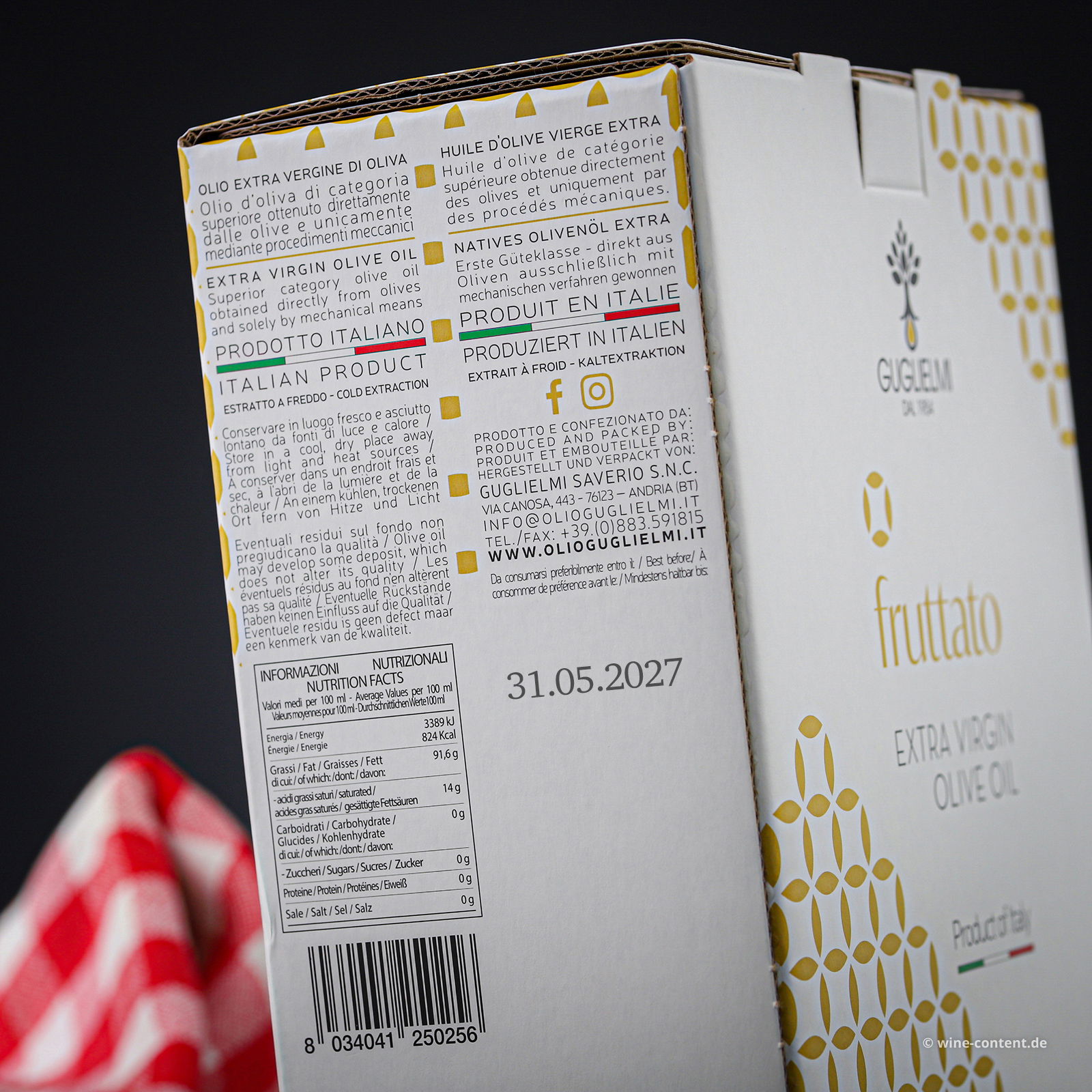 3 L Olivenöl Extra Vergine 2025 Fruttato Bag in Box