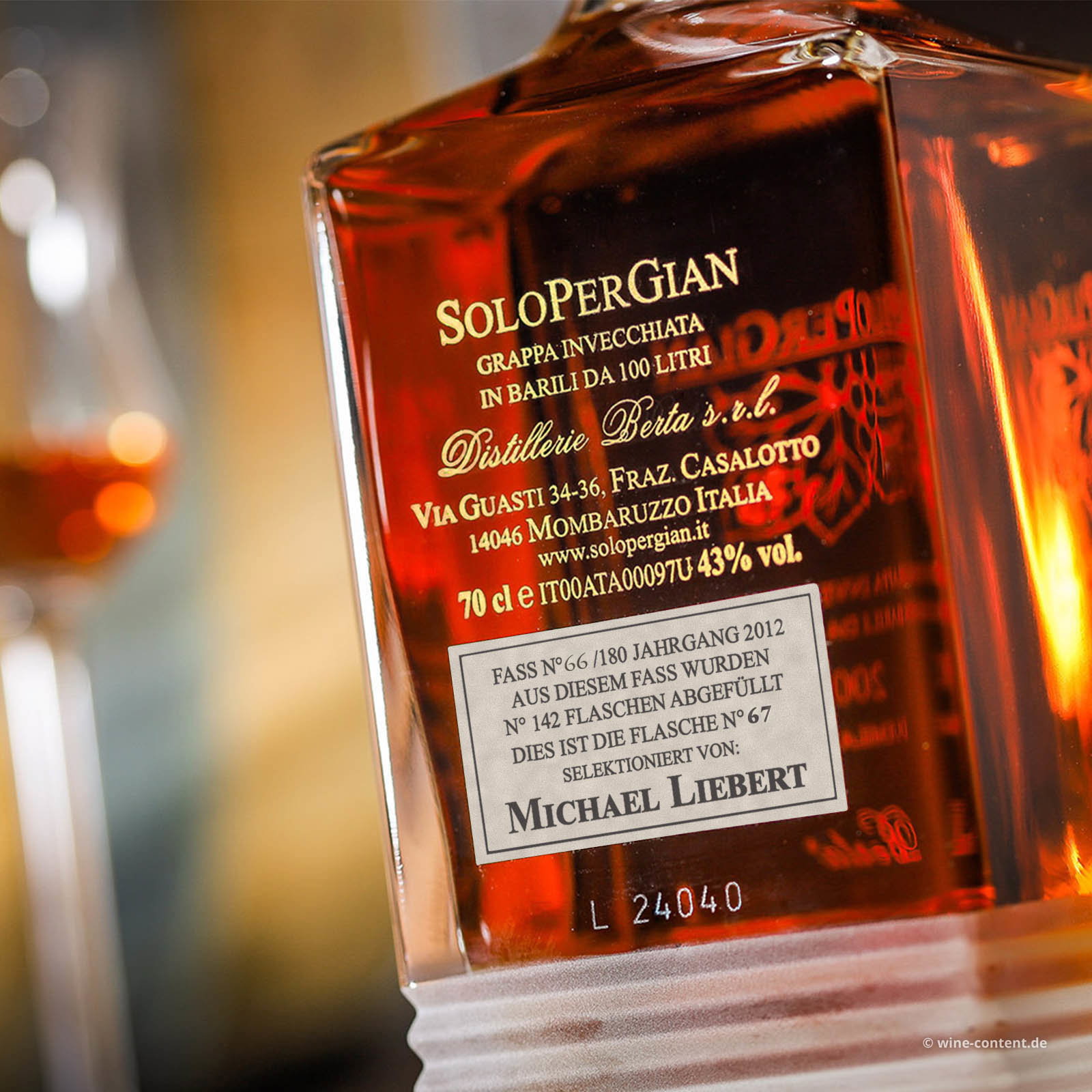 Grappa SoloPerGian 2012 - Fass 66