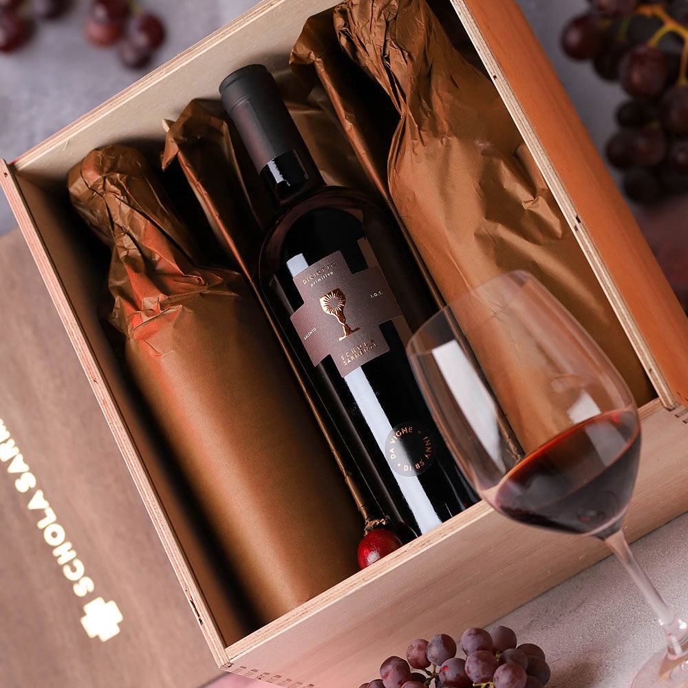 6er-Holzkiste Primitivo Salento 2022 Diciotto