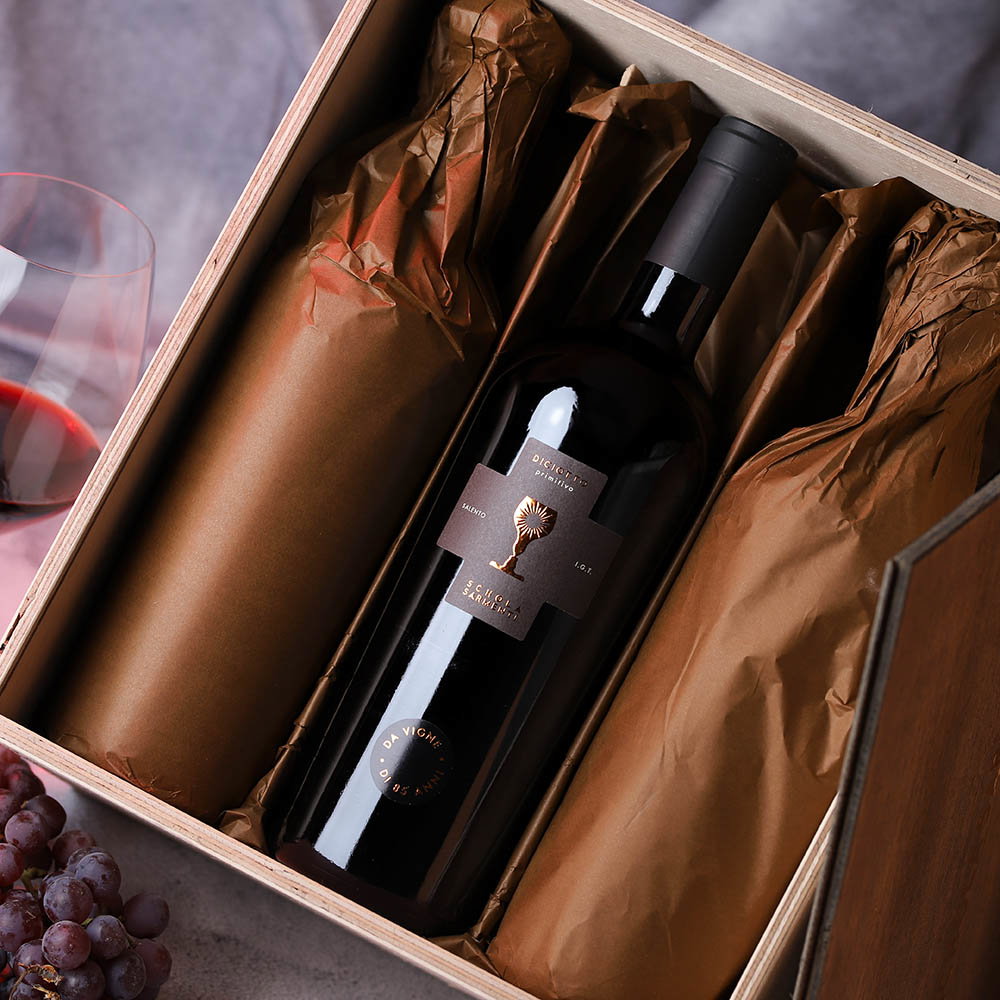 6er-Holzkiste Primitivo Salento 2021 Diciotto