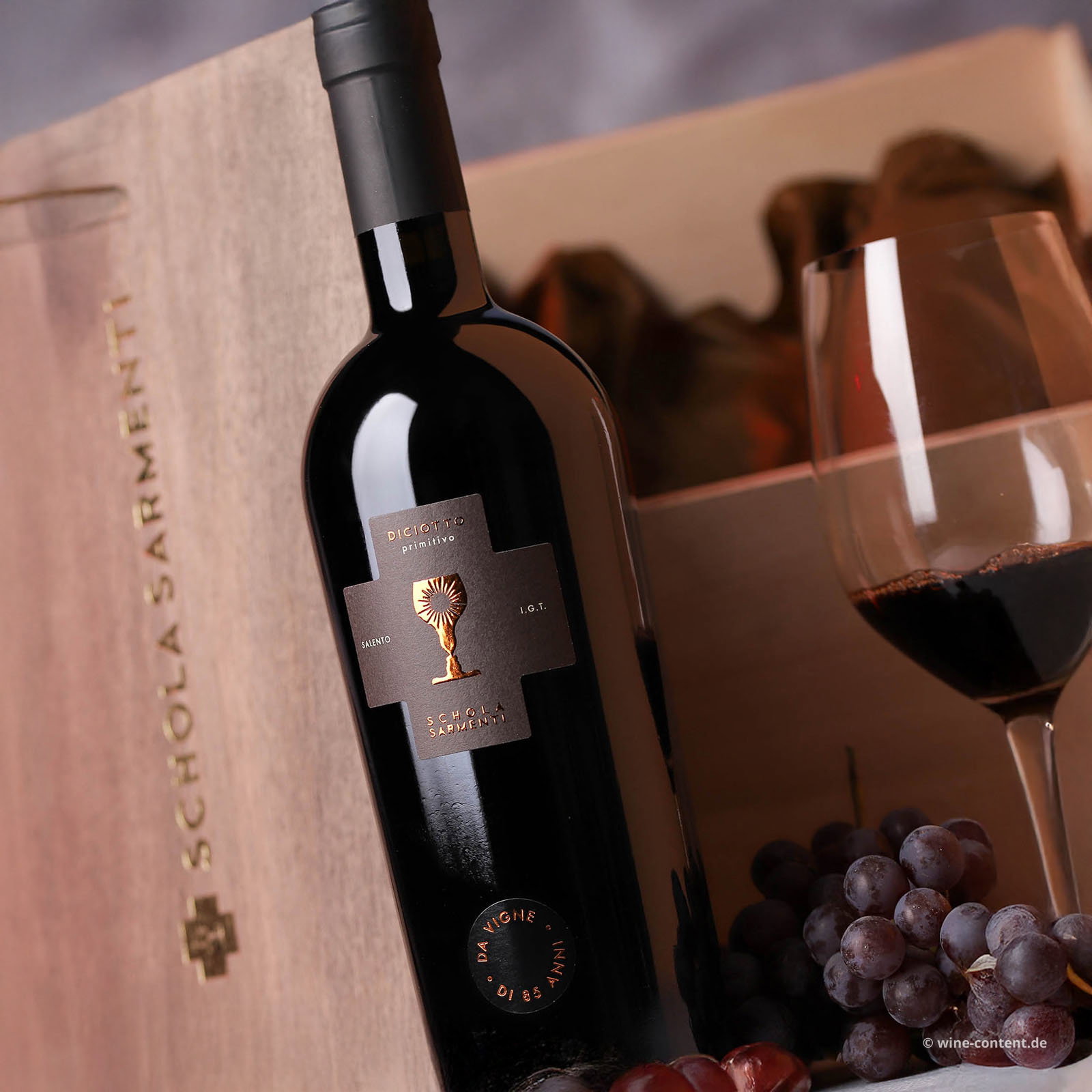 6er-Holzkiste Primitivo Salento 2022 Diciotto