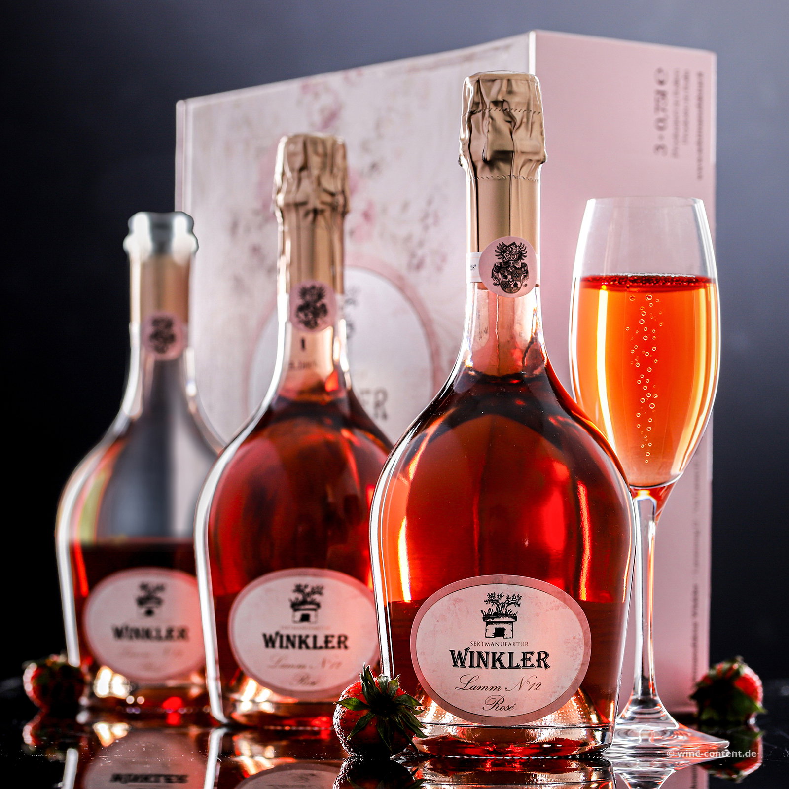 3x Spumante Lamm Rosé N°12 Extra Brut in Geschenkverpackung