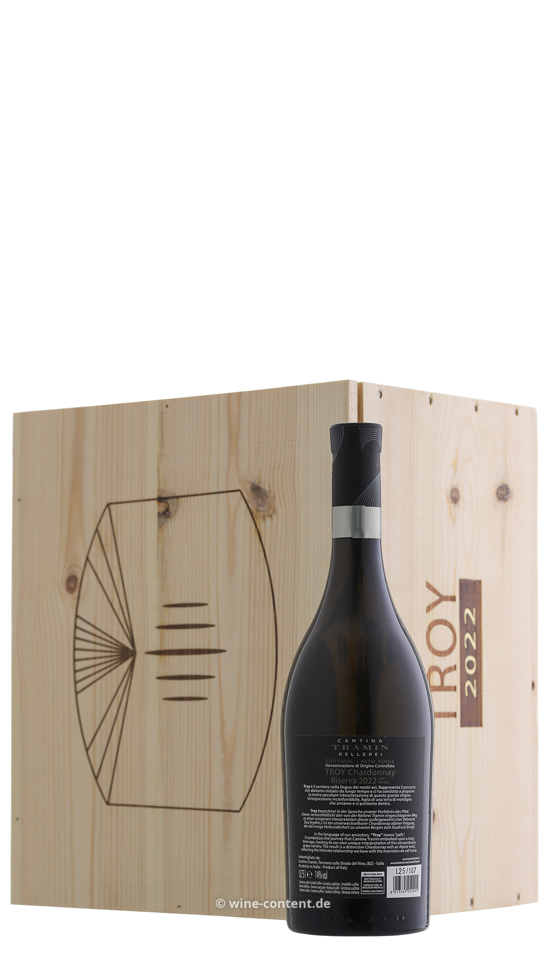 6er-Holzkiste Chardonnay Riserva 2022 Troy