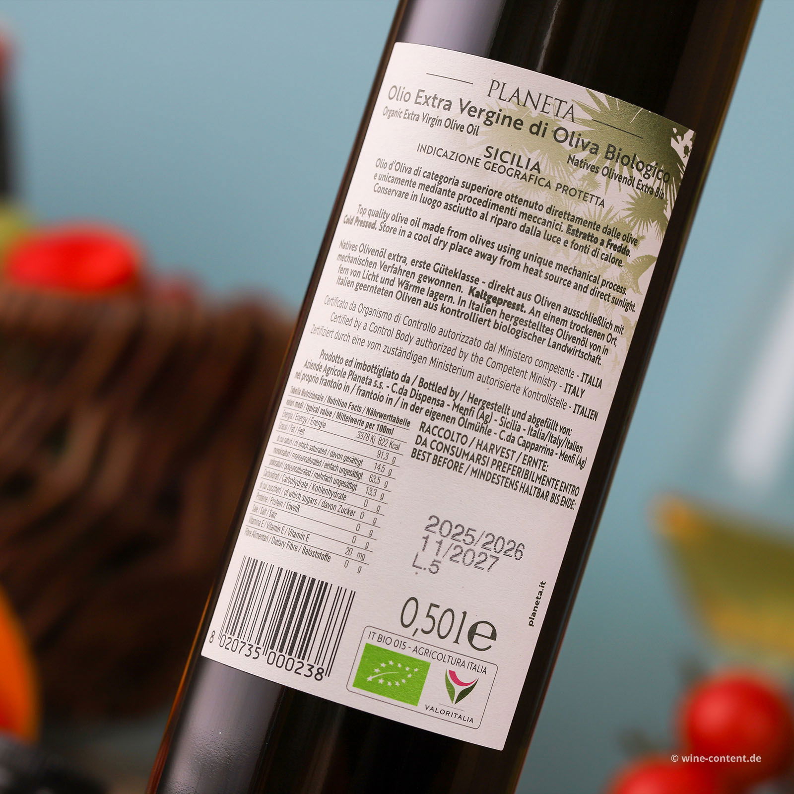 0,5 L Olivenöl Extra Vergine Sicilia 2025 Bio