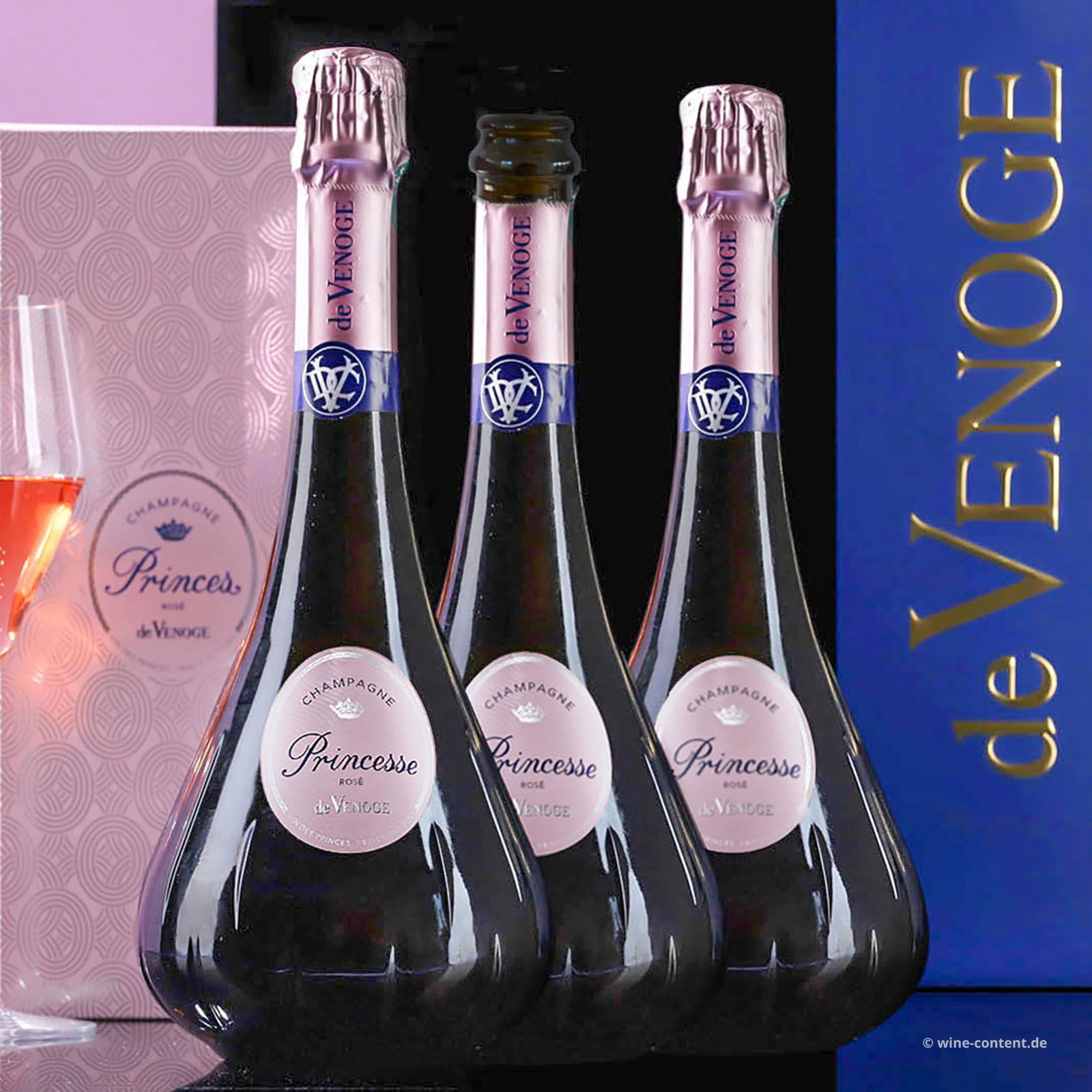 3er-Paket Champagner Rosé Princesse Brut
