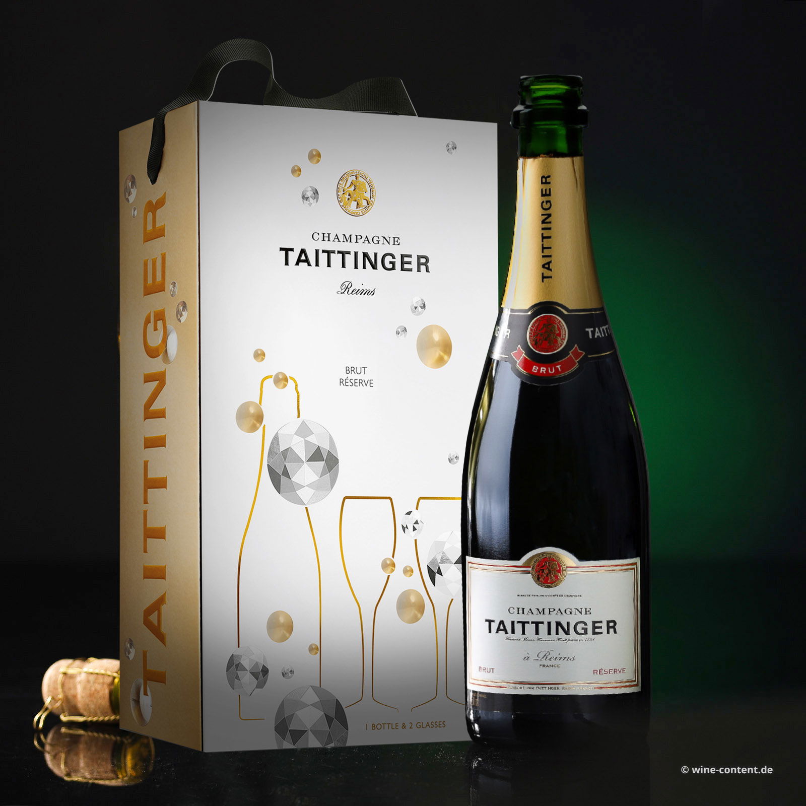 Champagner Brut Réserve - mit 2 Gläsern