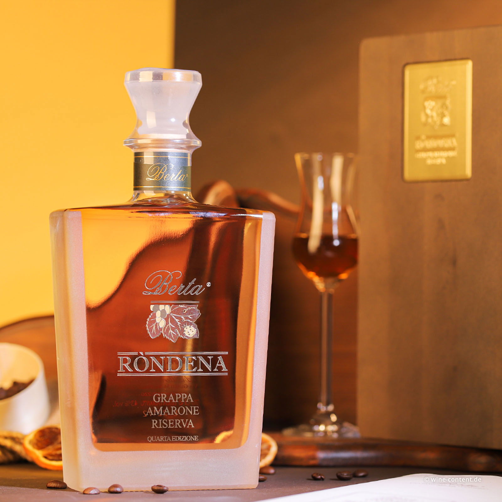 Grappa Amarone Riserva Ròndena in Holzkassette