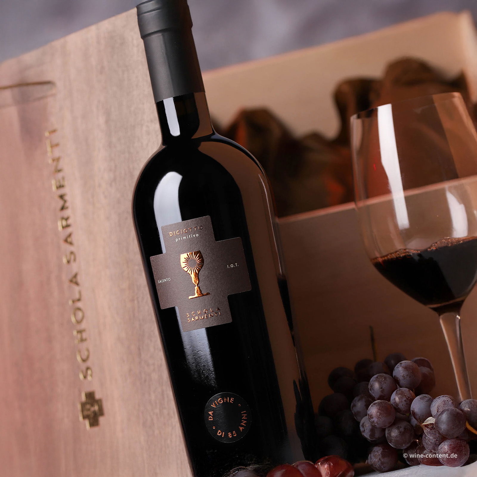 6er-Holzkiste Primitivo Salento 2021 Diciotto