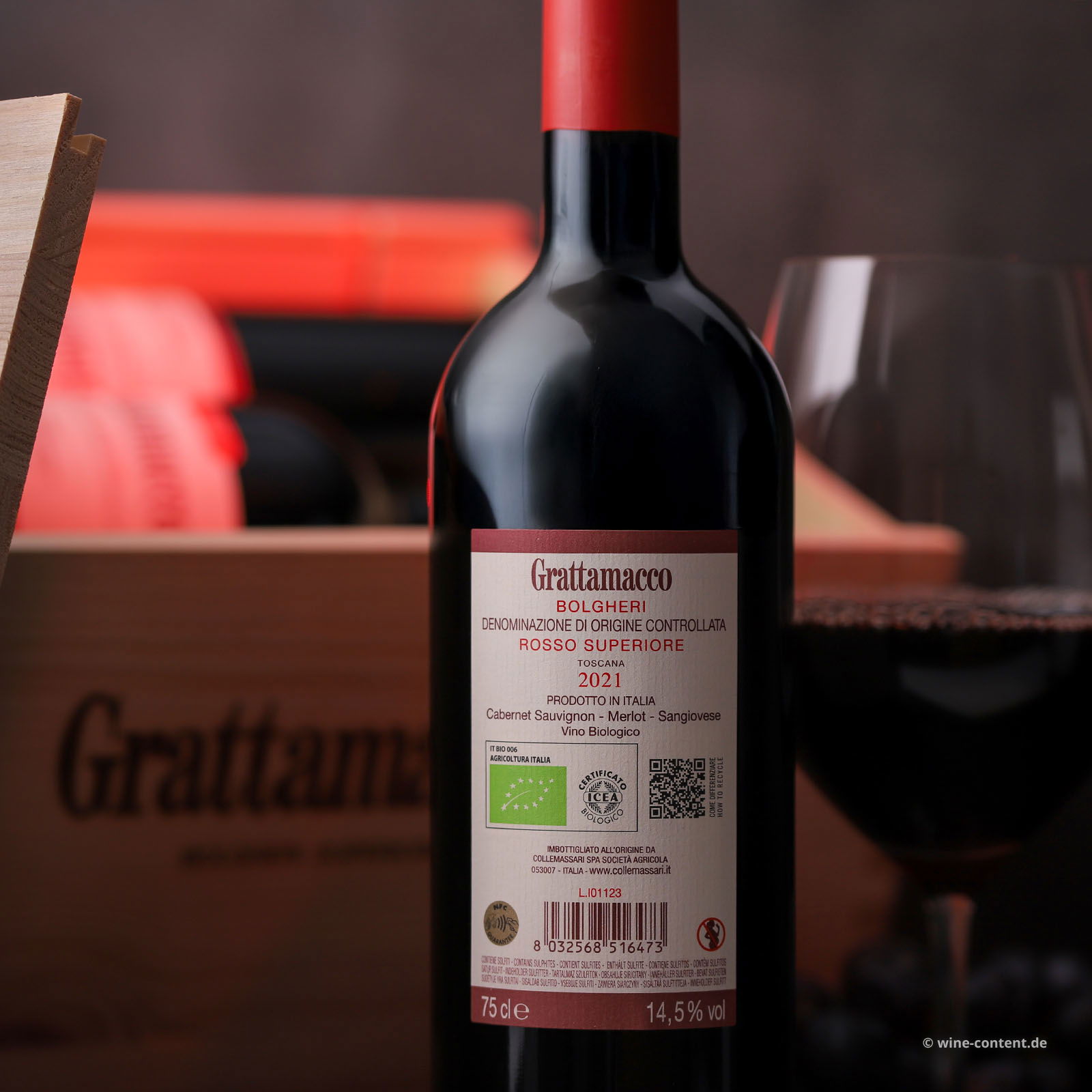 6er-Holzkiste Bolgheri Rosso Superiore 2021 Bio