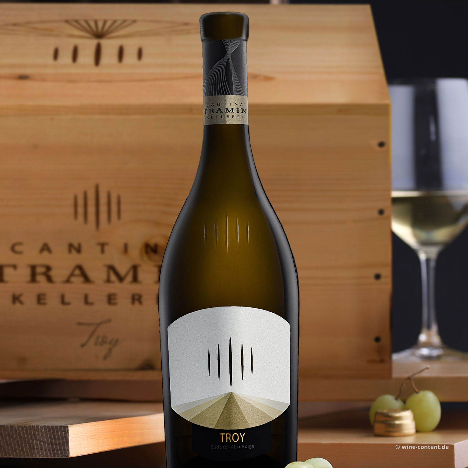 6er-Holzkiste Chardonnay Riserva 2021 Troy