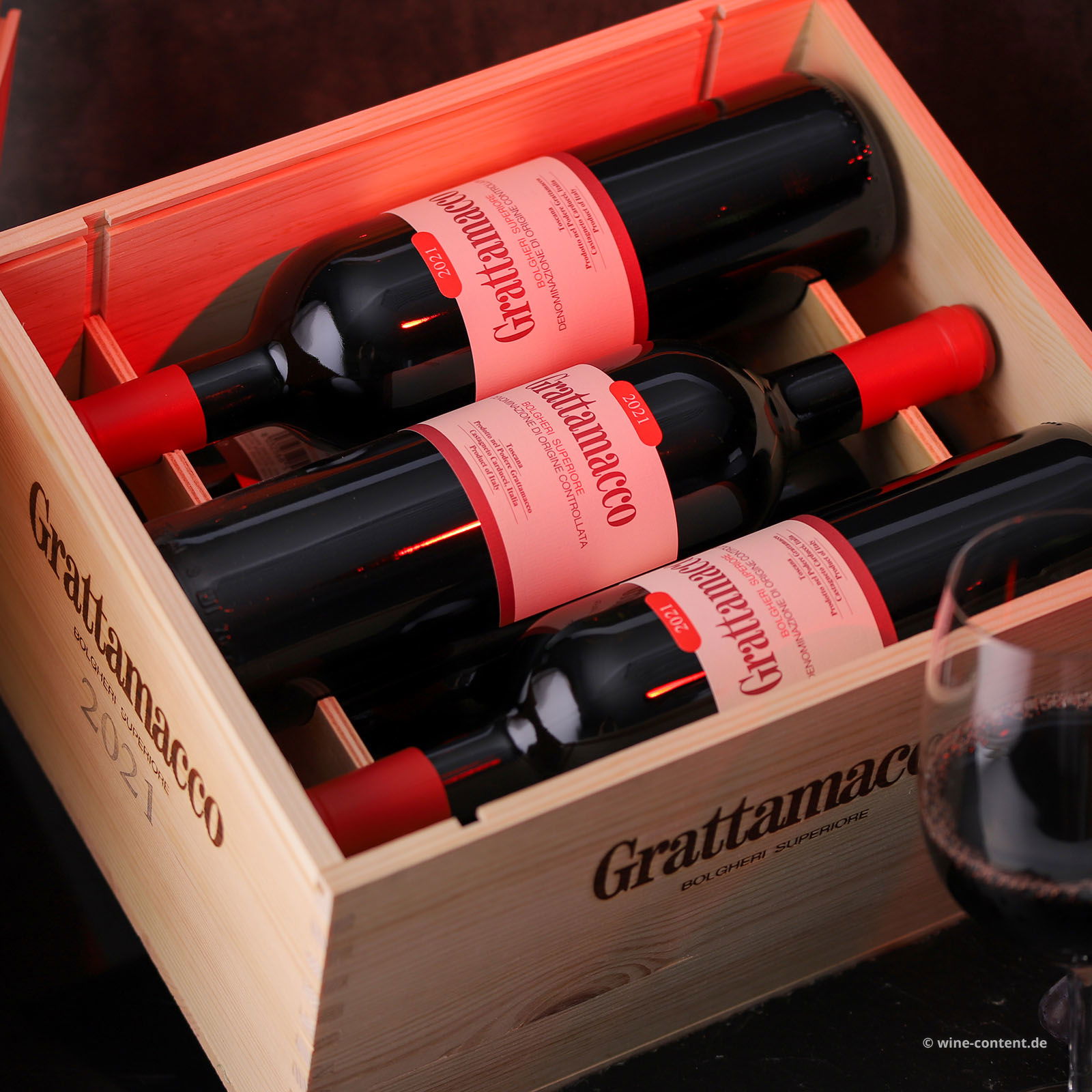 6er-Holzkiste Bolgheri Rosso Superiore 2021 Bio