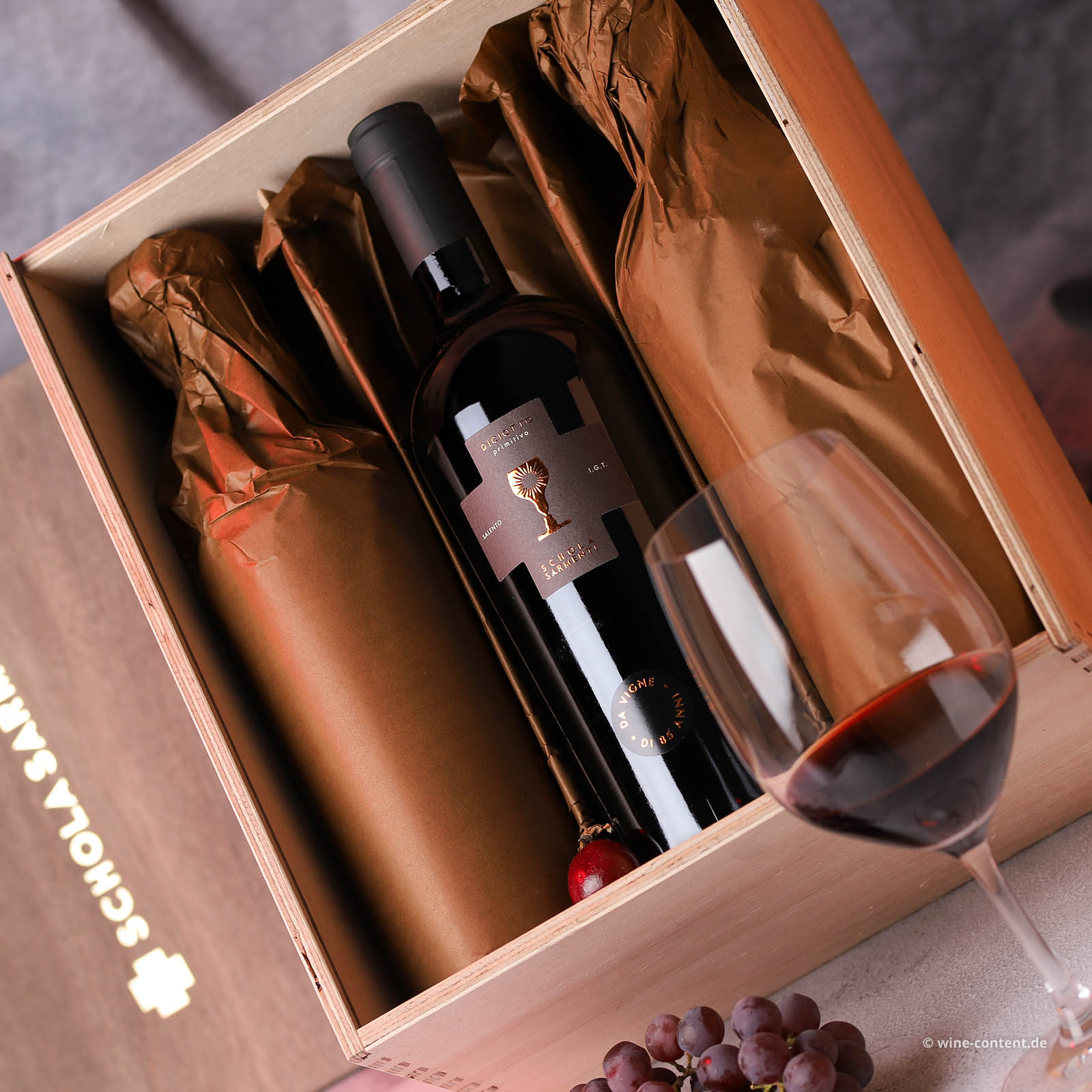 6er-Holzkiste Primitivo Salento 2021 Diciotto