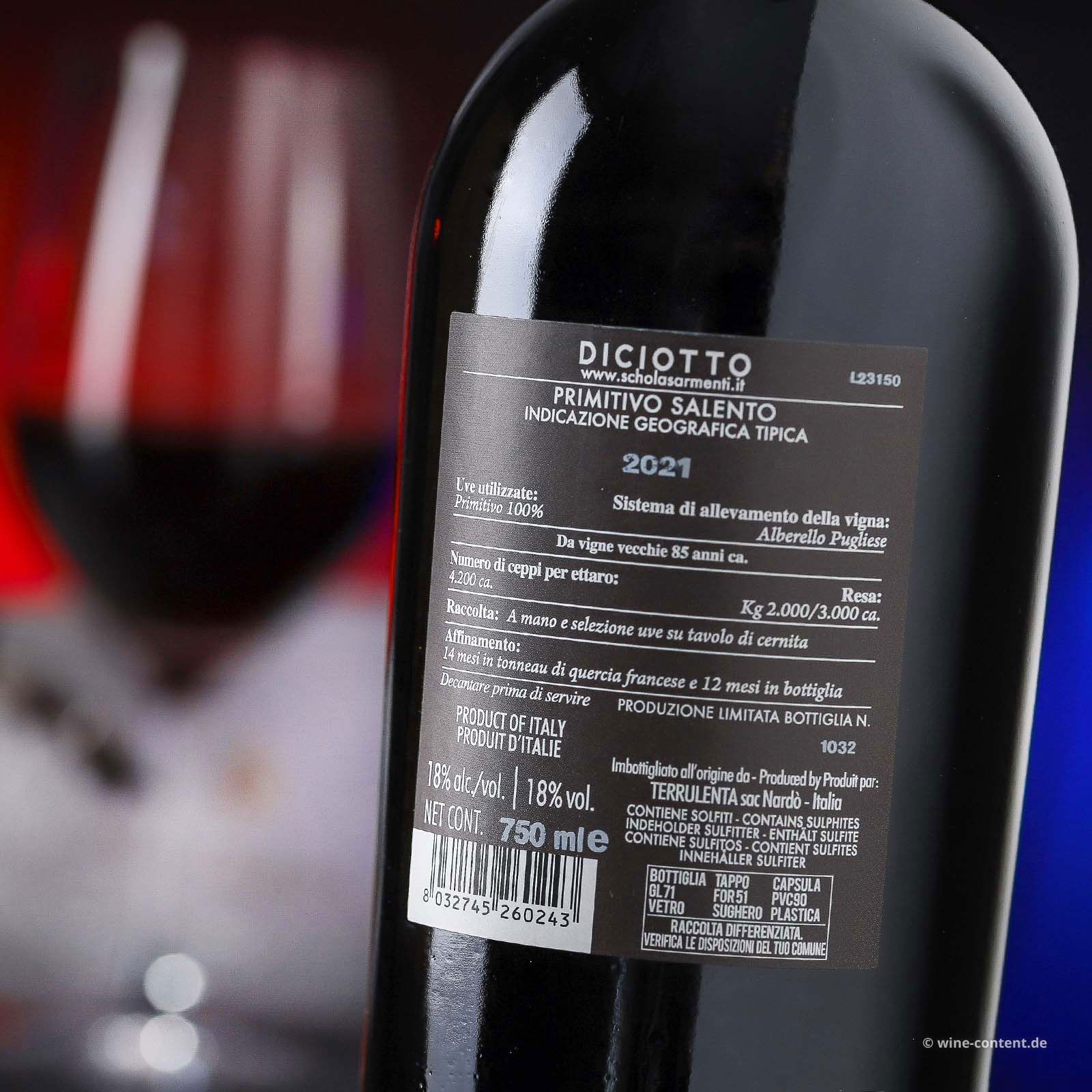 Primitivo Salento 2021 Diciotto