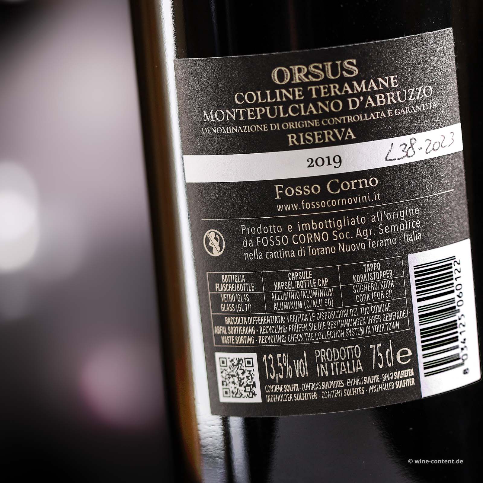 Montepulciano d'Abruzzo Riserva 2019 Orsus