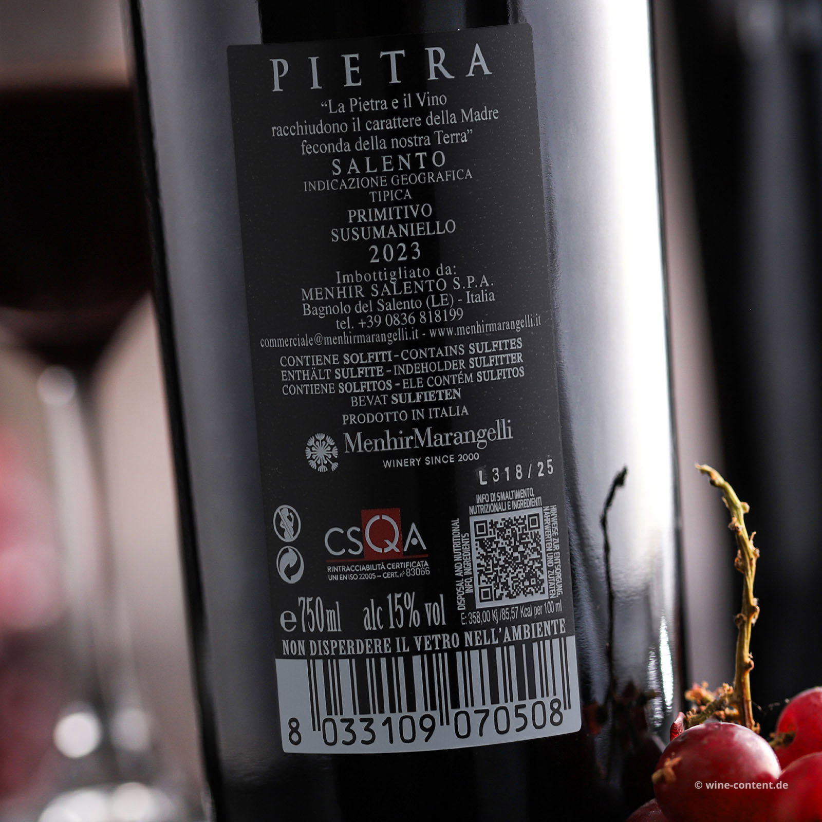 Primitivo & Susumaniello Salento 2023 Pietra