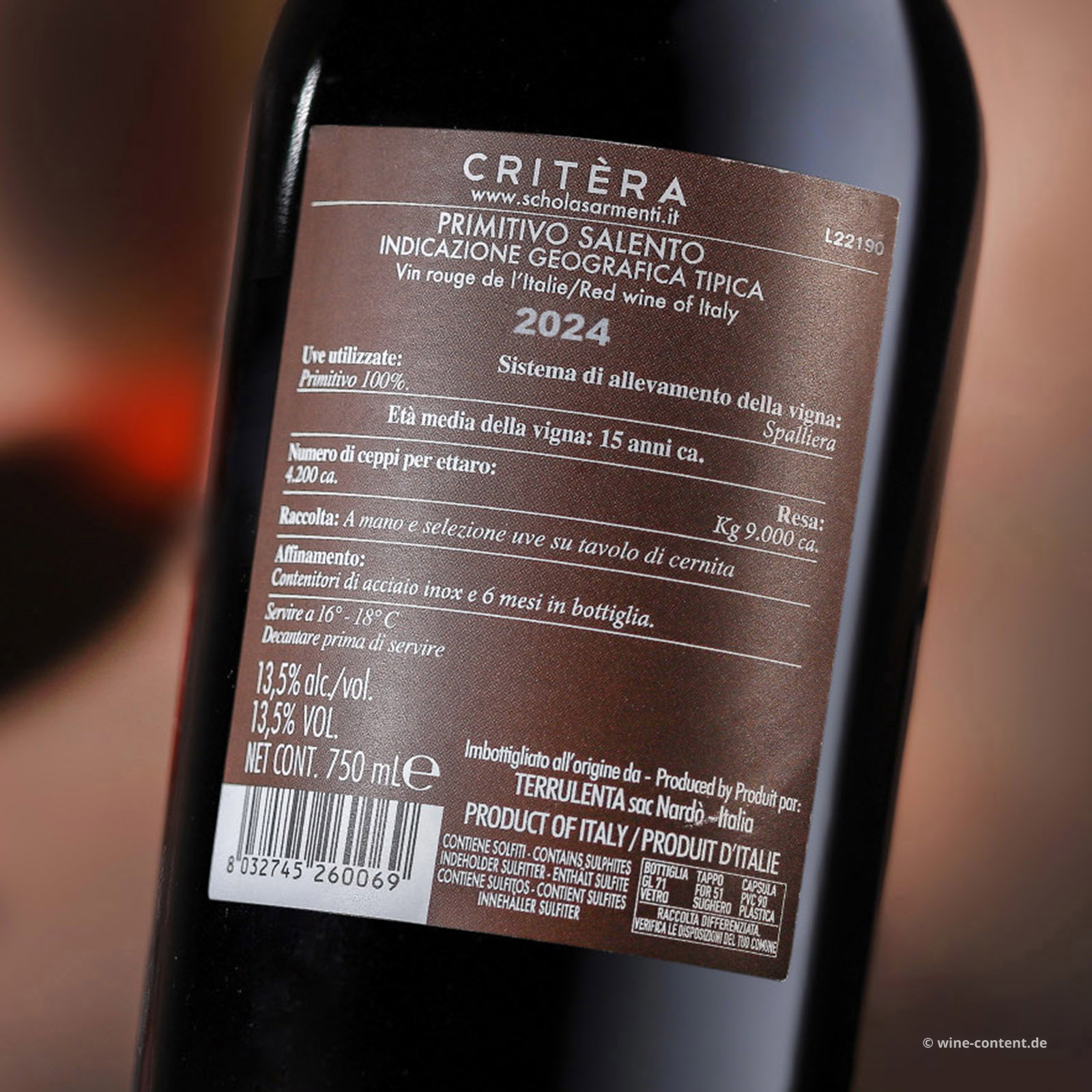 Primitivo Salento 2024 Critèra