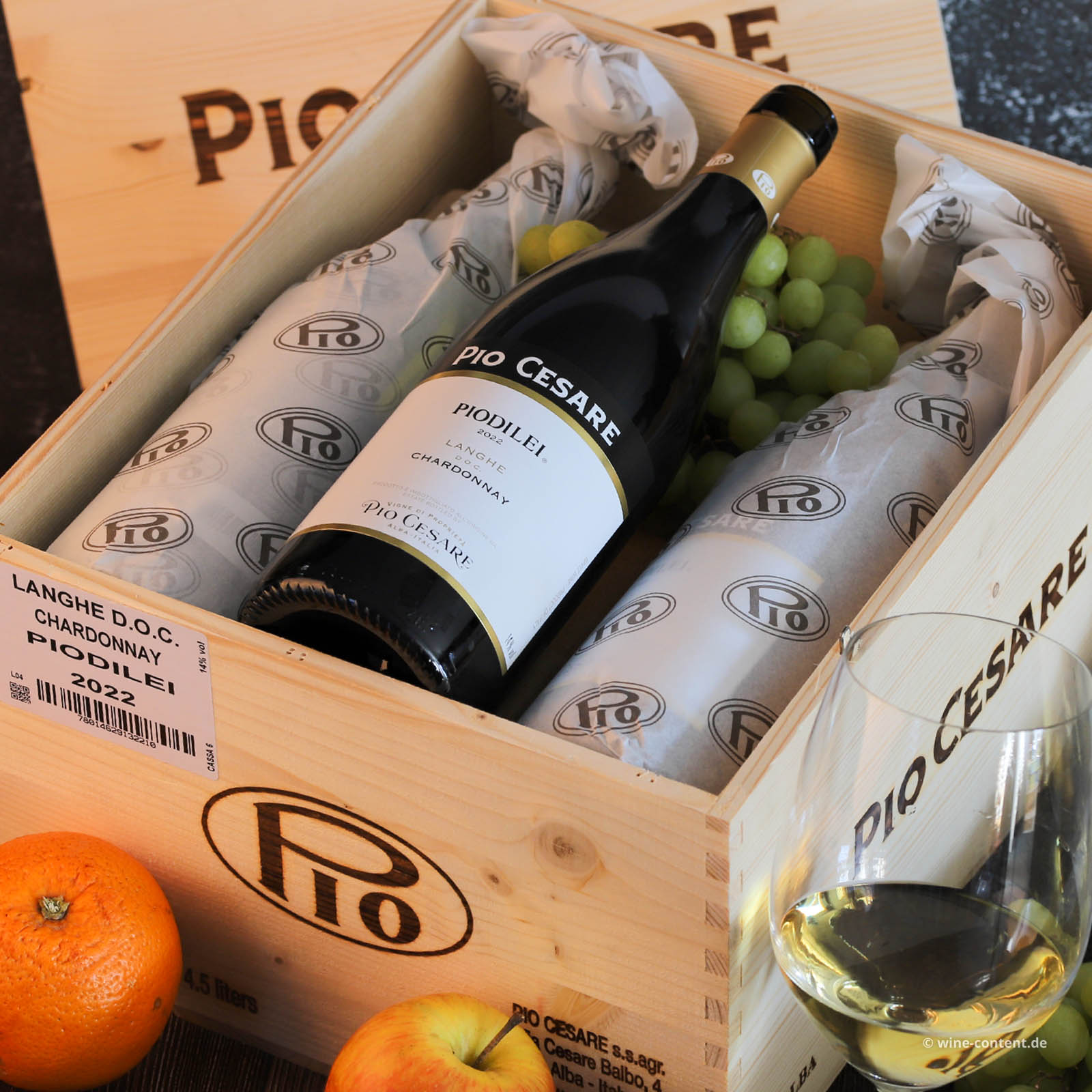 6er-Holzkiste Chardonnay 2022 Piodilei