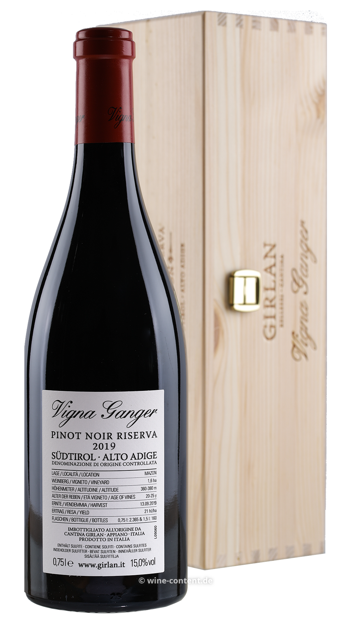3er-Paket Pinot Noir Riserva 2019 Vigna Ganger