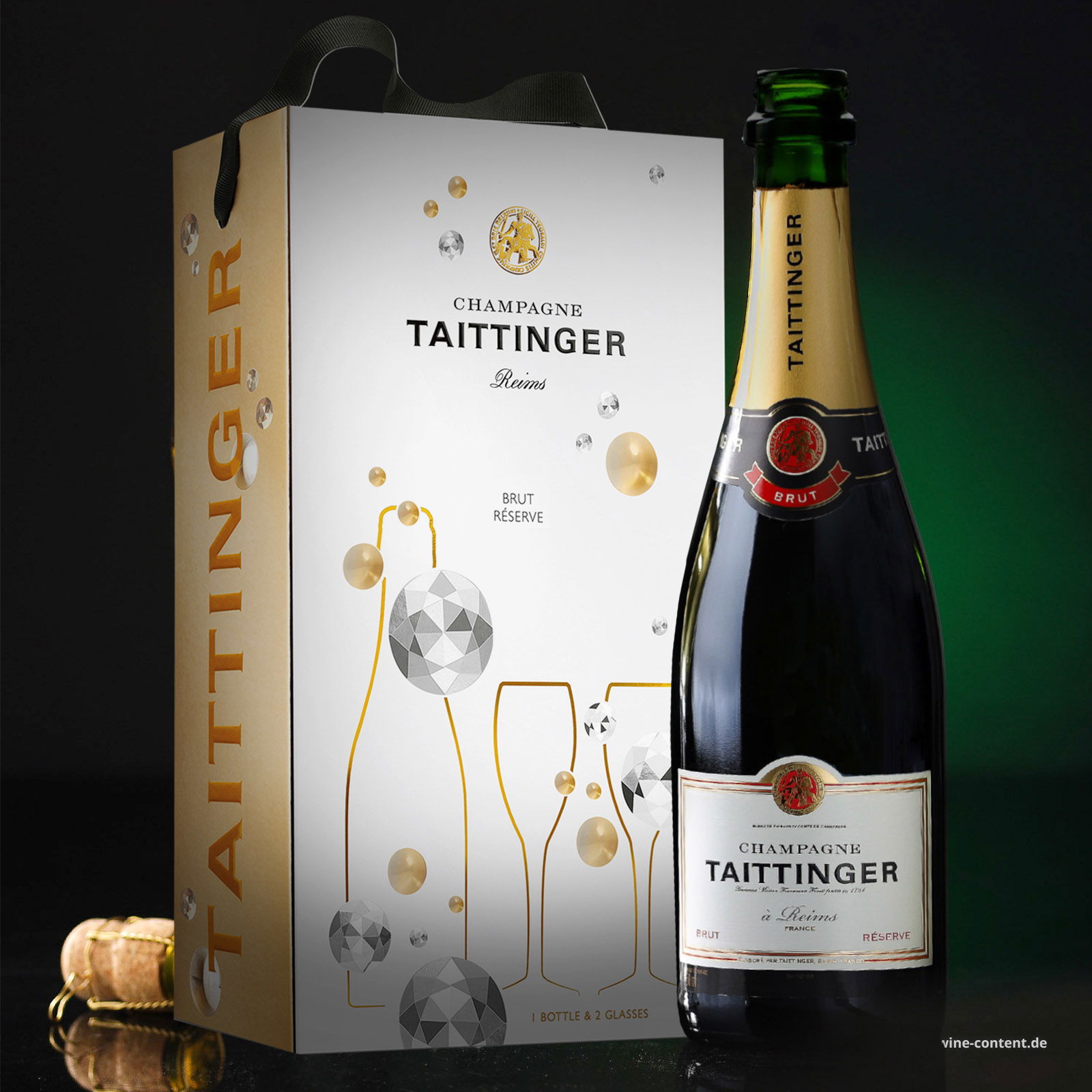 Champagner Brut Réserve - mit 2 Gläsern