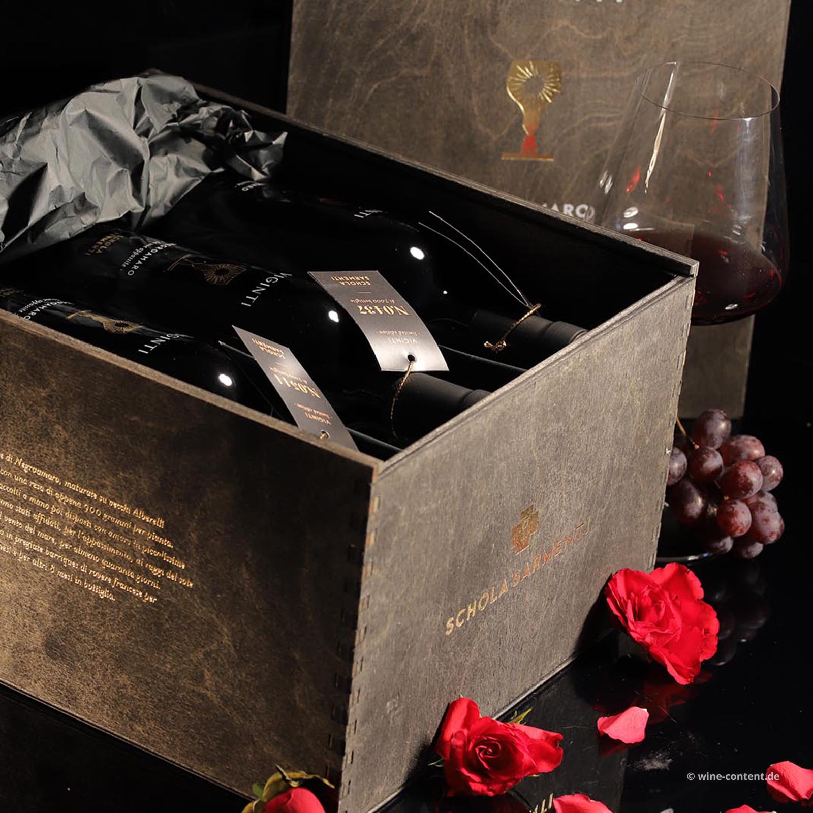 6er-Holzkiste Negroamaro Salento Appassite 2019 Viginti