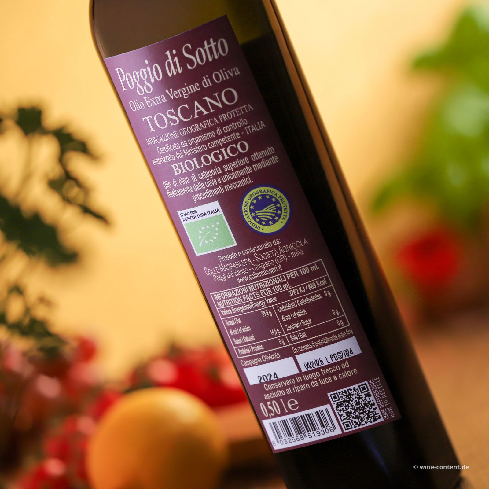 0,5 L Olivenöl Extra Vergine Toscano 2024 Bio