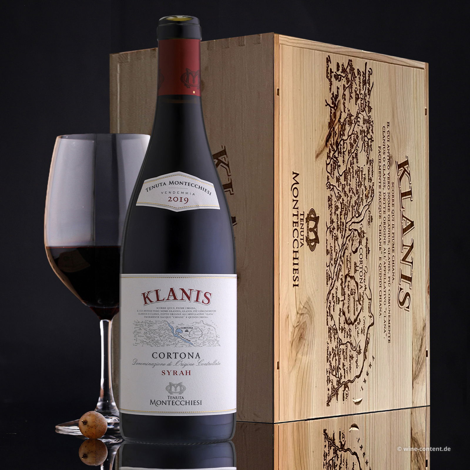 6er-Holzkiste Syrah Cortona 2019 Tenuta Montecchiesi Klanis