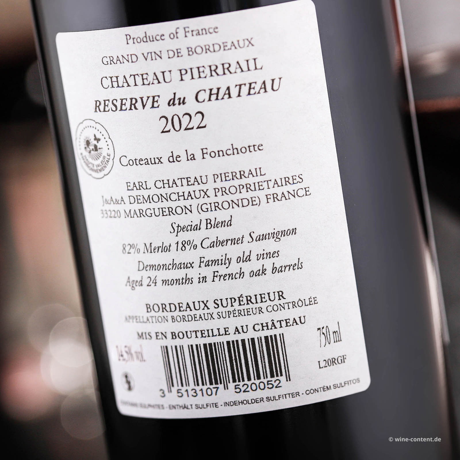 Bordeaux Supérieur 2022 Réserve du Château