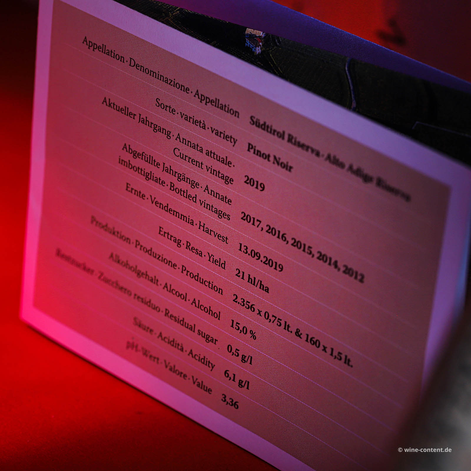 Pinot Noir Riserva 2019 Vigna Ganger